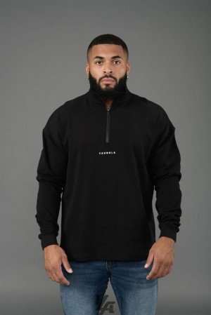 Pánské Svrchní Oblečení YoungLA Cloud Quarter Zip Černé | 952831IZG