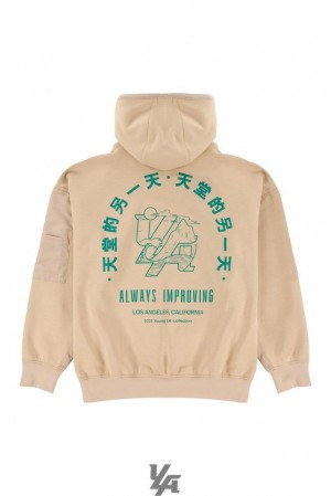 Pánské Svrchní Oblečení YoungLA Goat Hoodies Světle Hnědé | 825946TWM