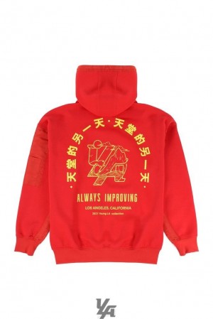 Pánské Svrchní Oblečení YoungLA Goat Hoodies Červené | 278605WYL