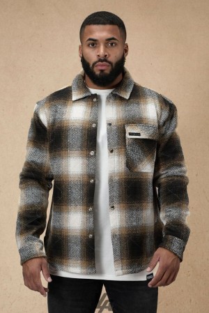 Pánské Svrchní Oblečení YoungLA High Profile Flannel Jacket Oranžové | 074518YHZ