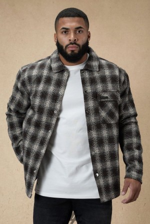 Pánské Svrchní Oblečení YoungLA High Profile Flannel Jacket Hnědé | 317960OUH