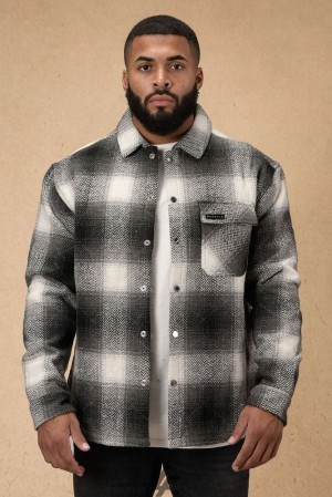 Pánské Svrchní Oblečení YoungLA High Profile Flannel Jacket Černé | 450823JNB