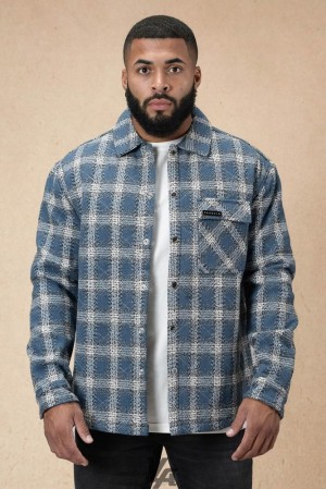 Pánské Svrchní Oblečení YoungLA High Profile Flannel Jacket Blankyt | 470923JNR