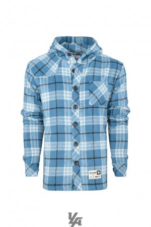 Pánské Svrchní Oblečení YoungLA Hooded Flannels Blankyt | 673042EVC