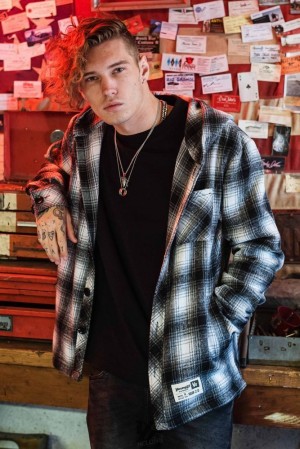 Pánské Svrchní Oblečení YoungLA Hooded Flannels Černé | 754028XMU