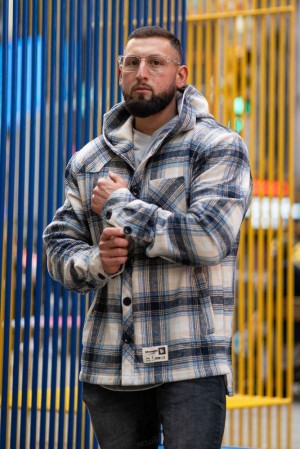 Pánské Svrchní Oblečení YoungLA Hooded Flannels Černé Krém | 207459WMX