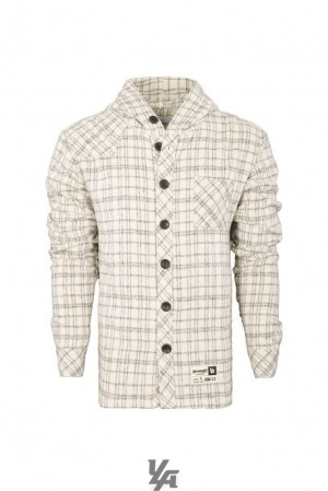 Pánské Svrchní Oblečení YoungLA Hooded Flannels Bílé Krém | 476258DHL