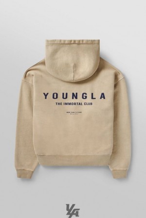 Pánské Svrchní Oblečení YoungLA Immortal Club Hoodies Hnědé Blankyt Světle Modré | 805329UVE