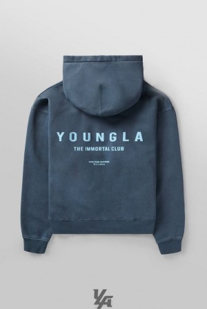 Pánské Svrchní Oblečení YoungLA Immortal Club Hoodies Blankyt Světle Modré | 036879NHP