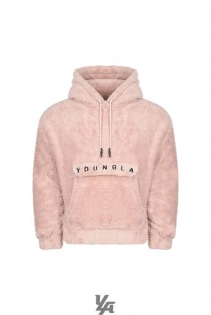 Pánské Svrchní Oblečení YoungLA Kangaroo Teddy Fleece Hoodies Salmon | 204938AJW