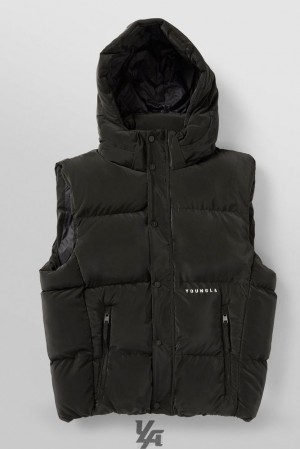 Pánské Svrchní Oblečení YoungLA Midnight Puffer Vest Černé | 493751MBR