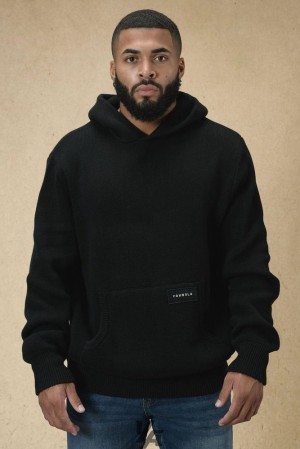 Pánské Svrchní Oblečení YoungLA Mojave Knitted Hoodies Černé | 859173WDP