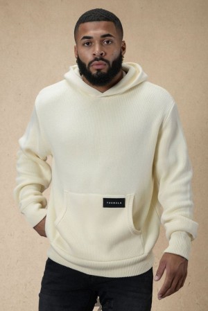 Pánské Svrchní Oblečení YoungLA Mojave Knitted Hoodies Bílé | 405613TVY