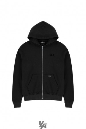 Pánské Svrchní Oblečení YoungLA Monarch Zip-up Hoodie Černé Blankyt Světle Modré | 865203PGK