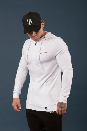 Pánské Svrchní Oblečení YoungLA Night Runner Hoodies Bílé | 895702GZY
