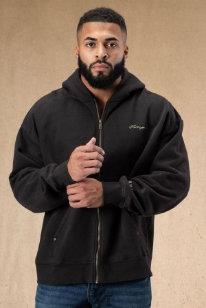 Pánské Svrchní Oblečení YoungLA Rivet Zipup Hoodies Černé Blankyt Světle Modré | 429317NVB