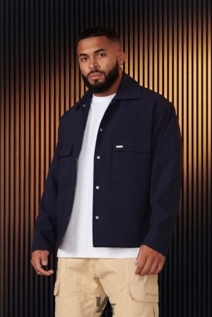 Pánské Svrchní Oblečení YoungLA Runway Jackets Tmavě Blankyt | 458209EIU