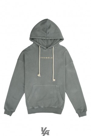 Pánské Svrchní Oblečení YoungLA Skyline Hoodies Šedé Blankyt Světle Modré | 964158OHV