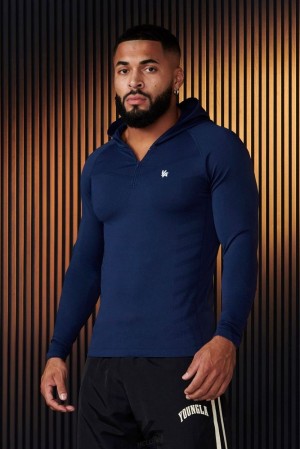 Pánské Svrchní Oblečení YoungLA Supervillain Compression Hoodies Tmavě Blankyt | 572103IEA