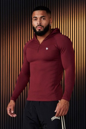 Pánské Svrchní Oblečení YoungLA Supervillain Compression Hoodies Vínové | 687205CIN