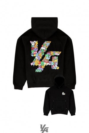 Pánské Svrchní Oblečení YoungLA Trippy Logo Hoodies Černé | 109345SWD