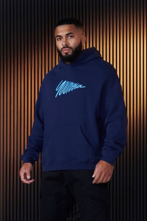 Pánské Svrchní Oblečení YoungLA Wavy Hoodies Tmavě Blankyt | 702463HAC