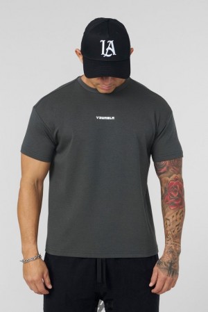 Pánské Topy YoungLA Logo Tees Tmavě Šedé | 184563WTG